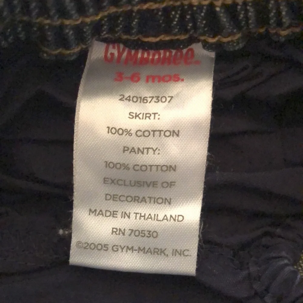 2005 Gymboree Denim Blue Skirt with Floral Belt Front Size 3-6 Months